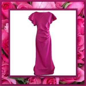 Jessica Howard Women's Boat Neck Flutter Sleeve Scuba Gown – Size 12